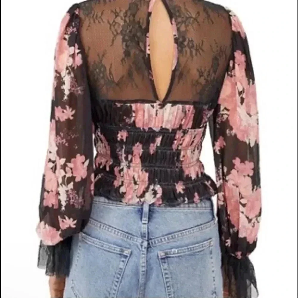 *Final Price* Free People Midnight Combo Daphne Blouse XS Boho NWT